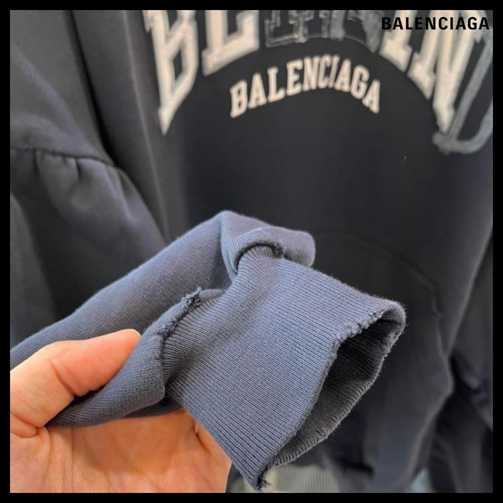 【BALENCIAGA】Round Hoodie Faded Black White