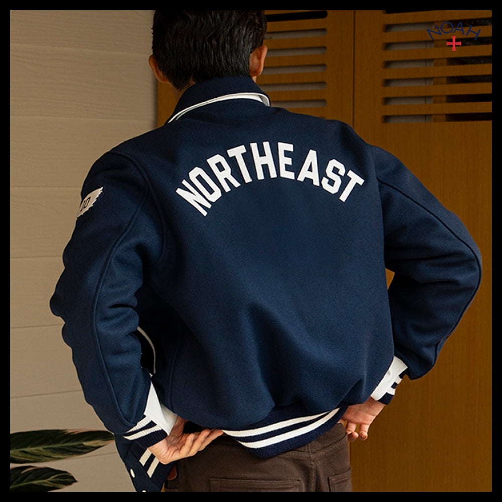 ◆NOAH◆ ウール スタジャン Varsity Jacket White ロゴ