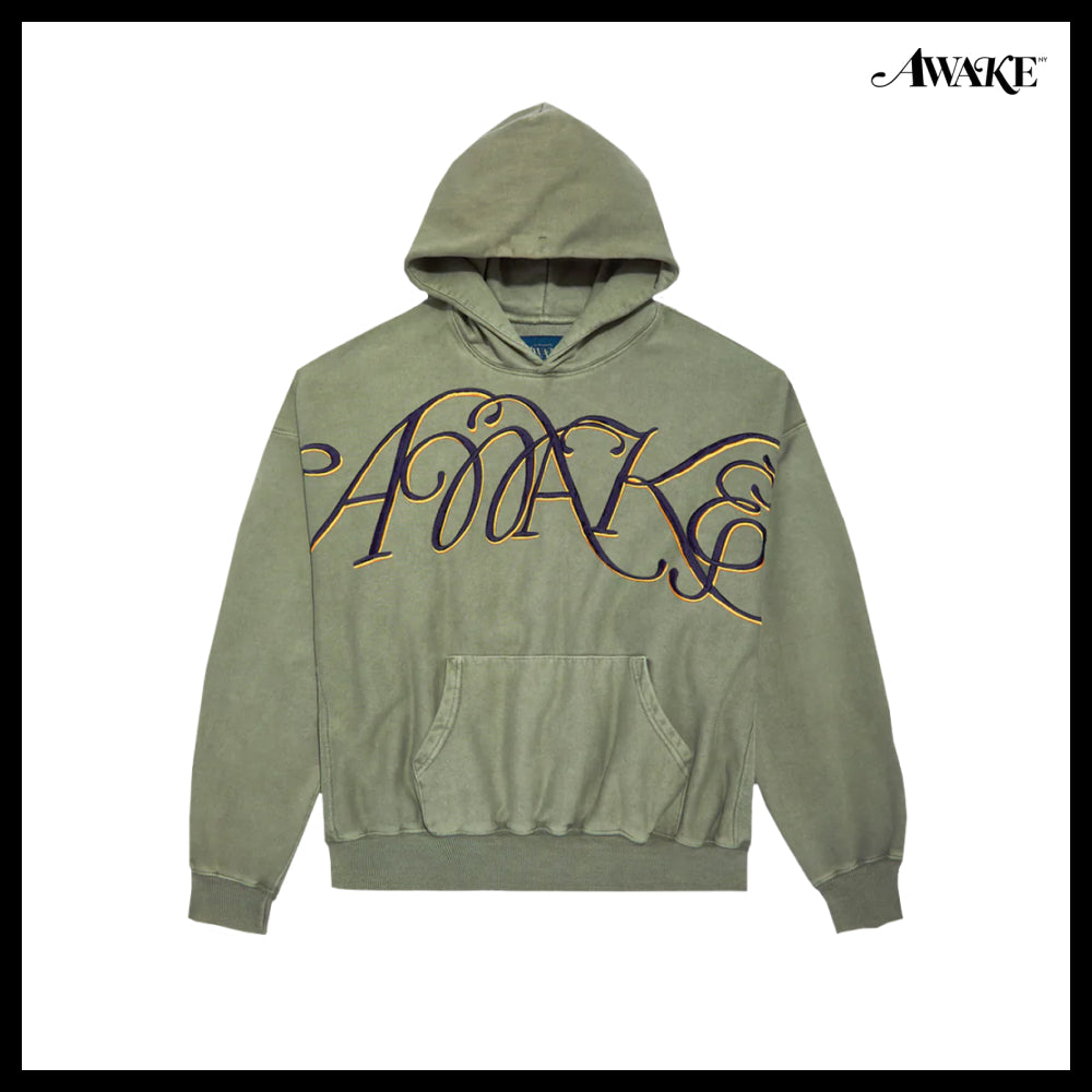 【AWAKE NY】Script Oversized Embroidered Hoodie (2 Colors)