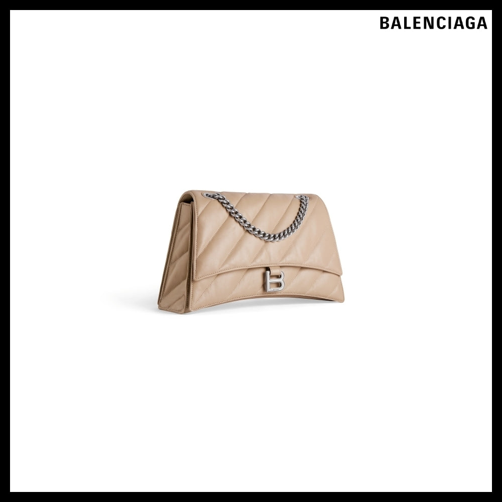 【BALENCIAGA】Crush Medium Chain Bag Quilted in Beige