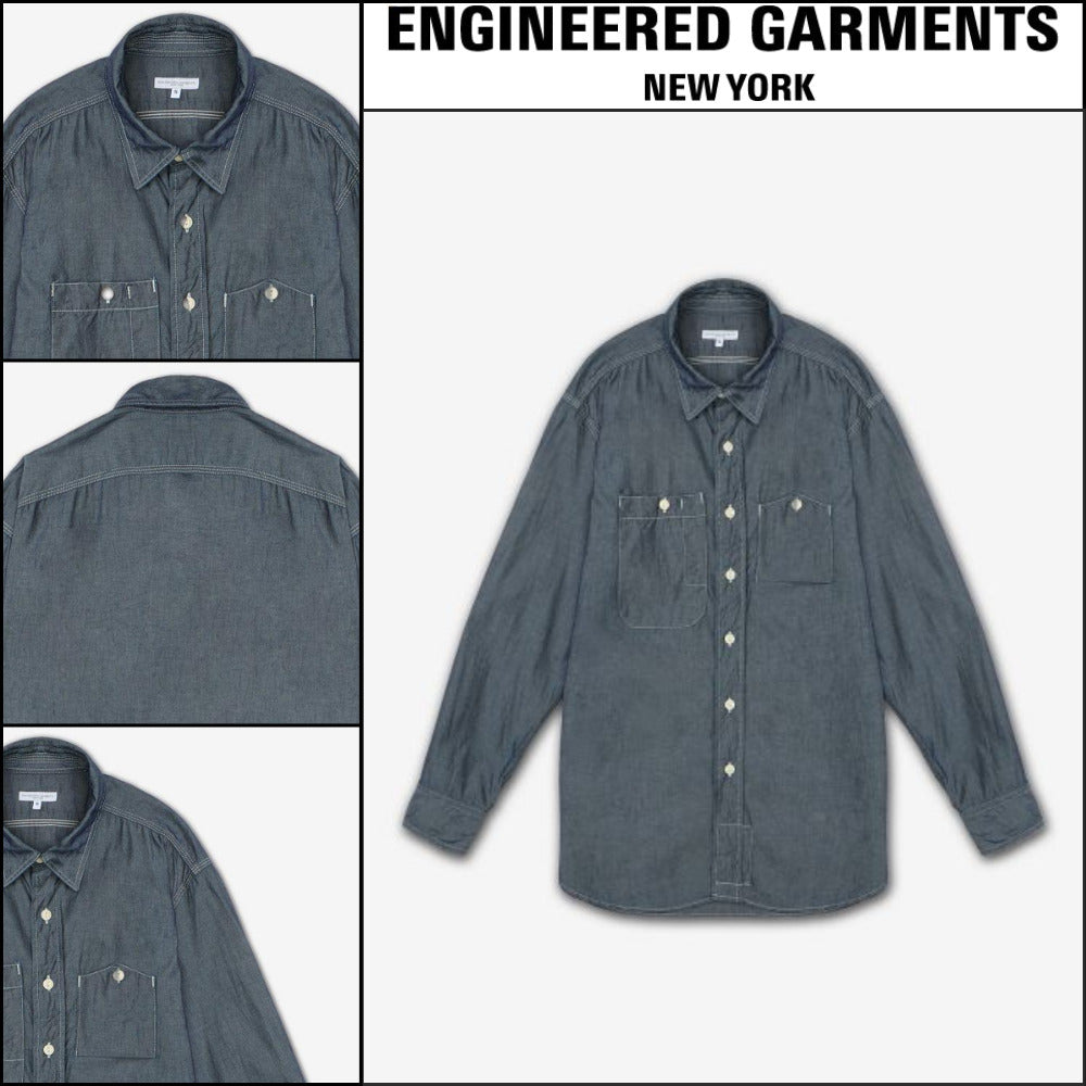 ◆Engineered Garments◆ ワークシャツ インディゴ シャンブレー