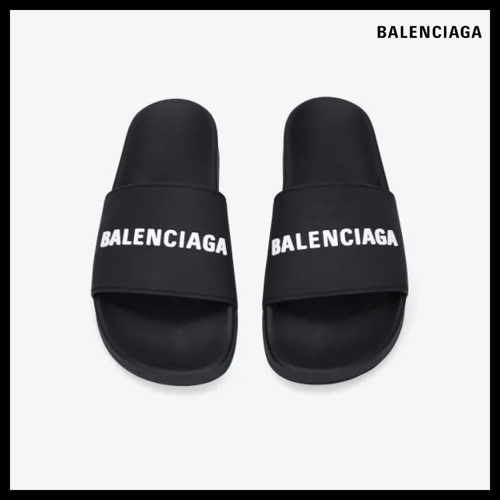 【BALENCIAGA】Logo Full Slide Black White