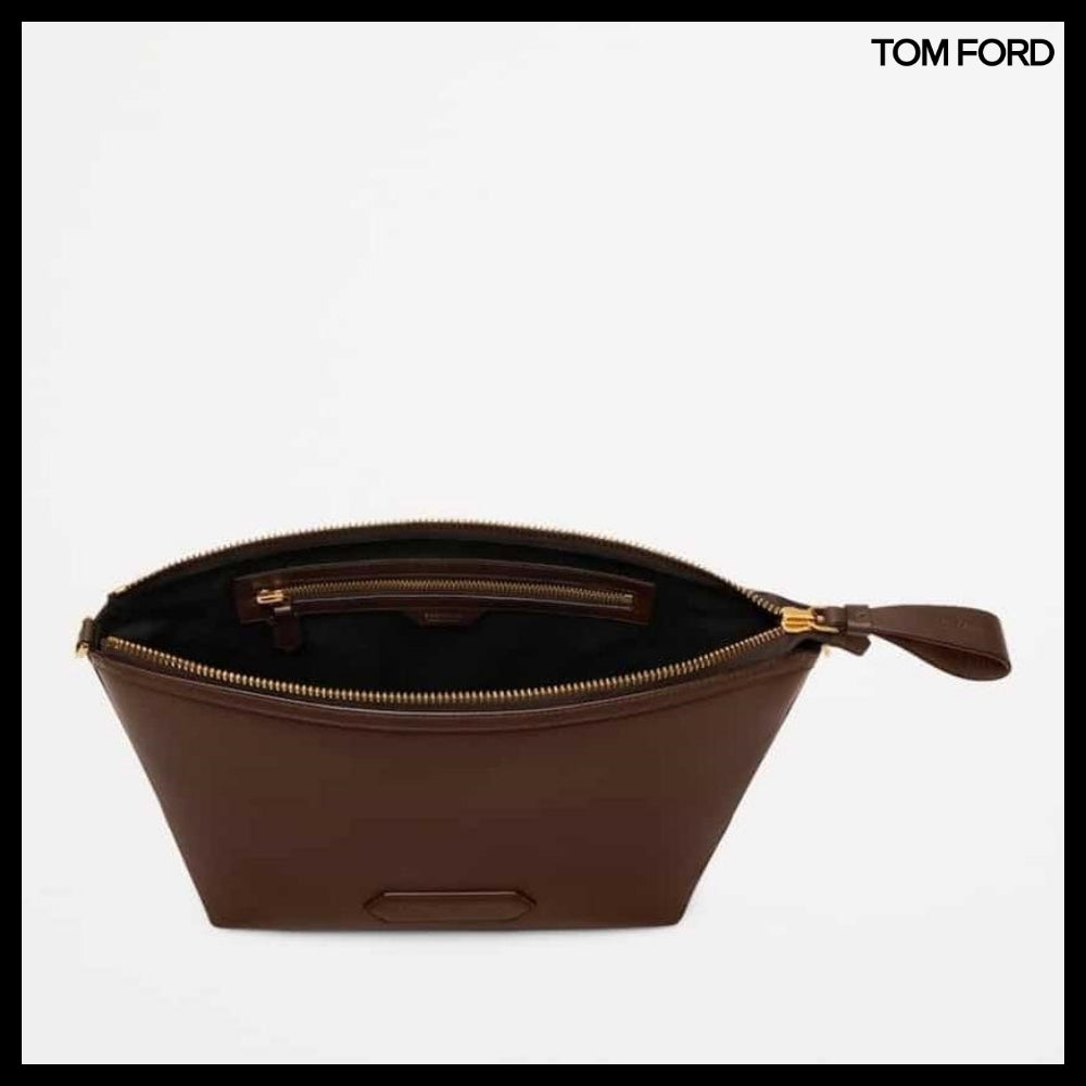 【TOM FORD】TRAPEZOID POUCH MESSENGER BROWN