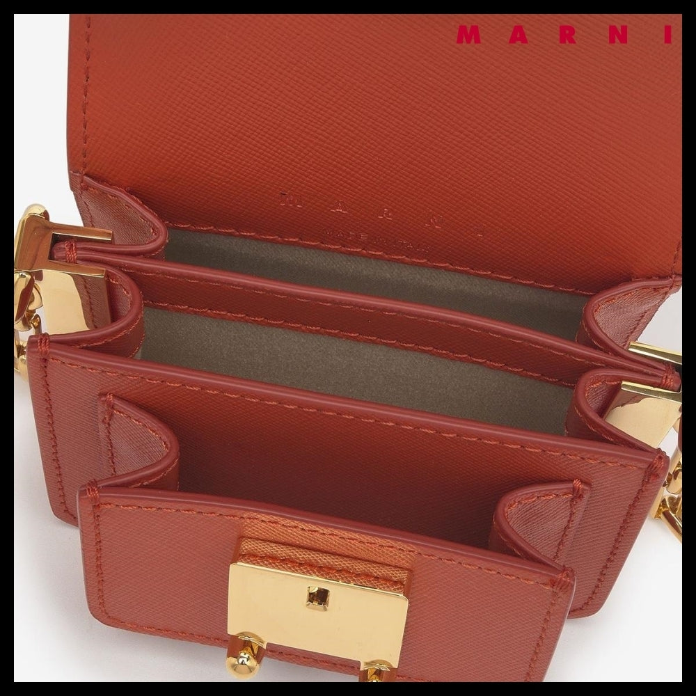 【MARNI】Trunk Nano Chain Crossbody Bag - Brick