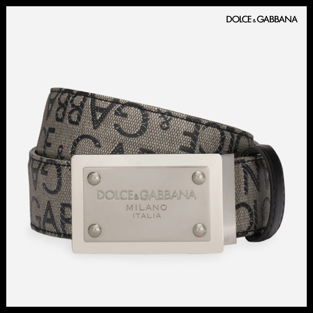 【Dolce & Gabbana】COATED JACQUARD BELT WITH LOGO TAG