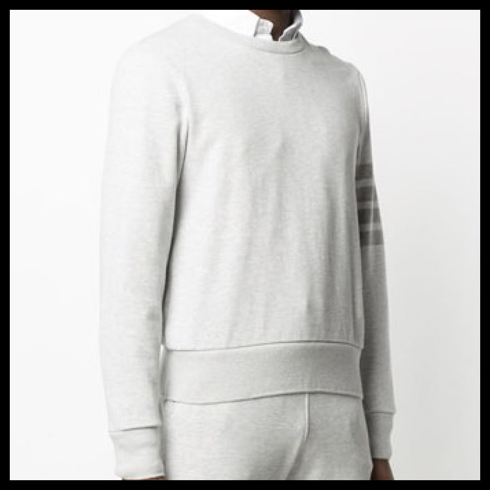 【THOM BROWNE】4-Bar Stripe Terry Sweatshirt Light Grey