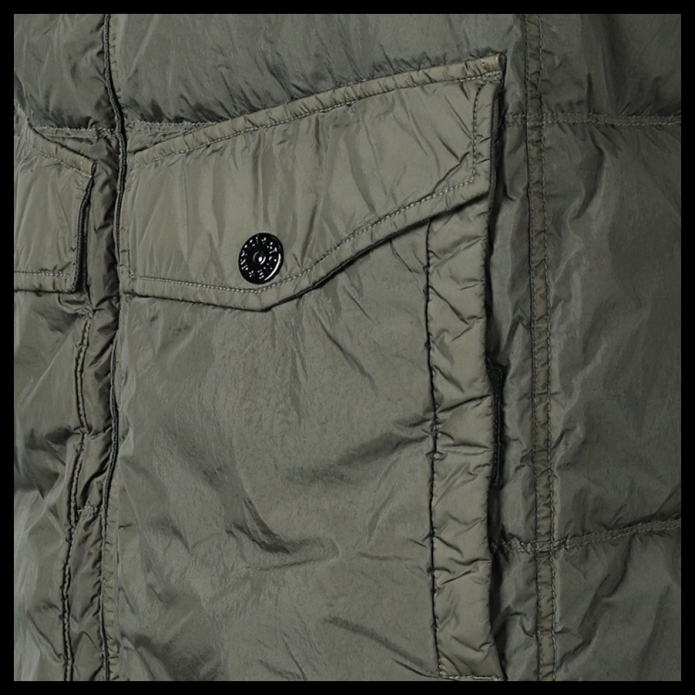 【STONE ISLAND】Wappen Patch Crinkle Reps Hooded Down Jacket