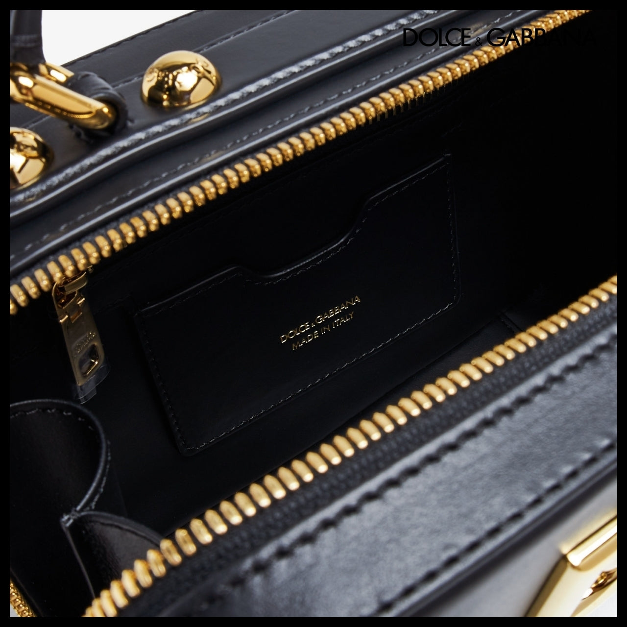 【Dolce & Gabbana】Logo 3.5 Leather Top-Handle Bag Black