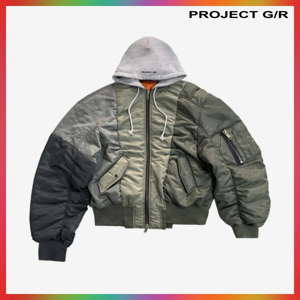 【PROJECT G/R】 UNBALANCED REWORKED BOMBER JACKET KHAKI