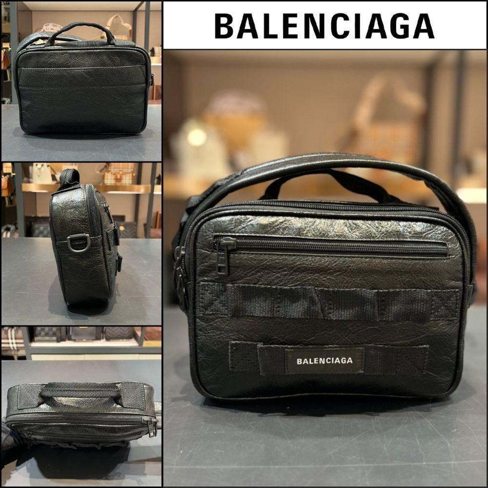【BALENCIAGA】Army Pouch Crossbody Messenger Bag Black
