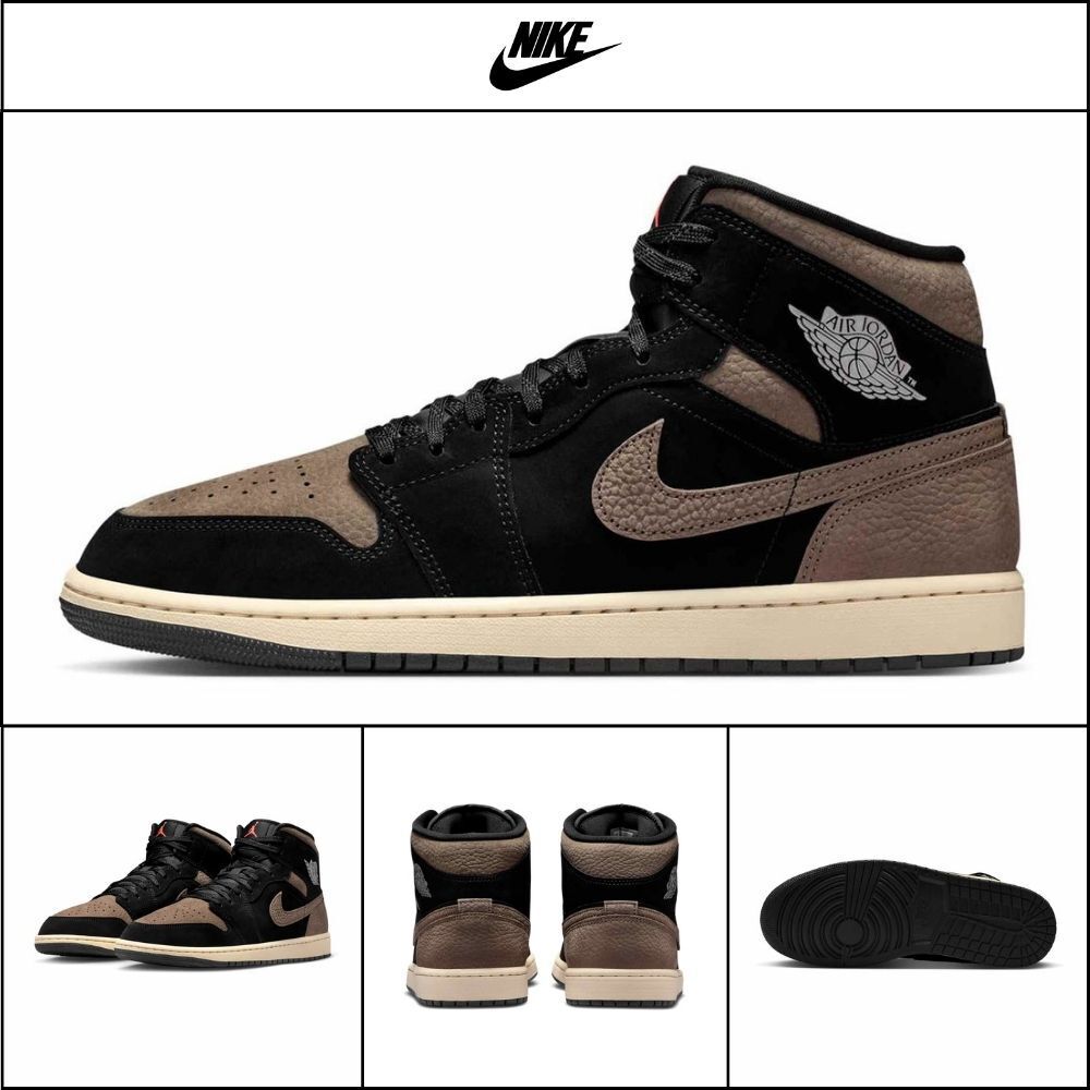 【NIKE】Air Jordan 1 Mid SE M Black Light Wild Mango Olive
