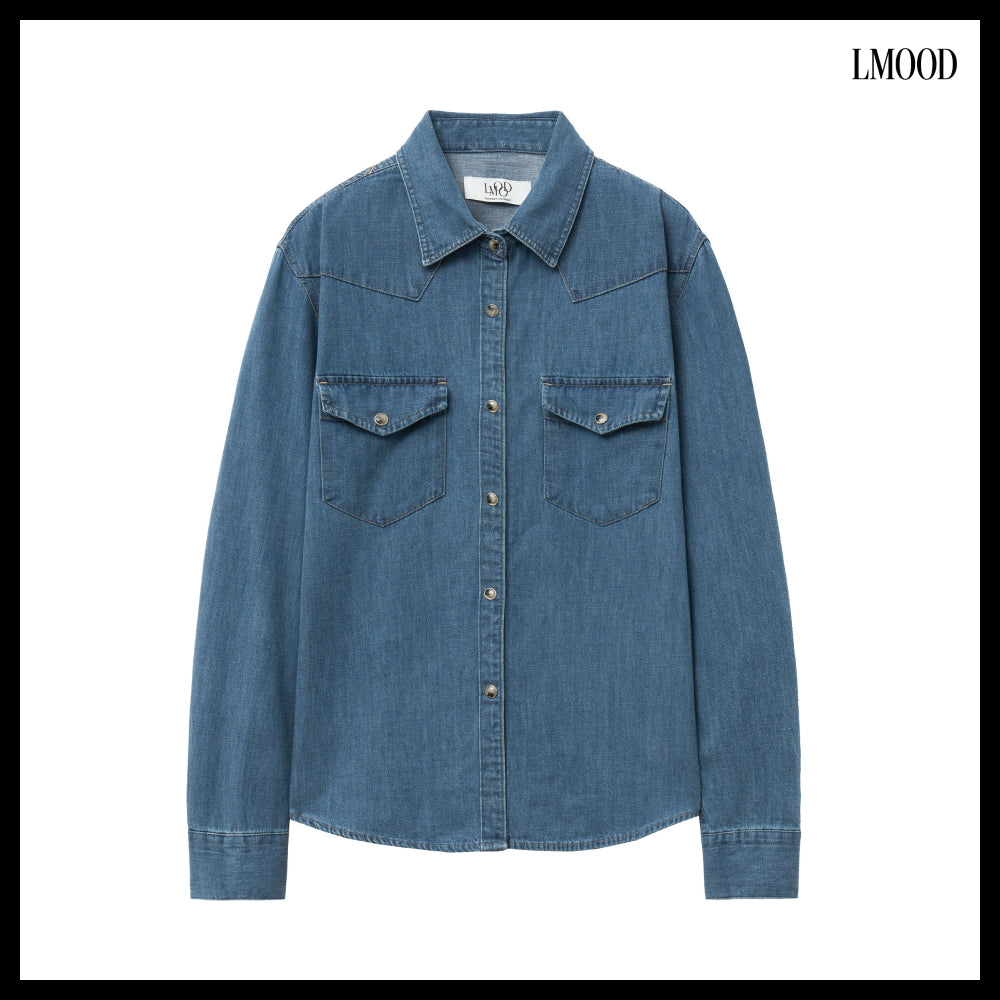 【LMOOD】W Stewart Western Denim Shirt Classic Blue