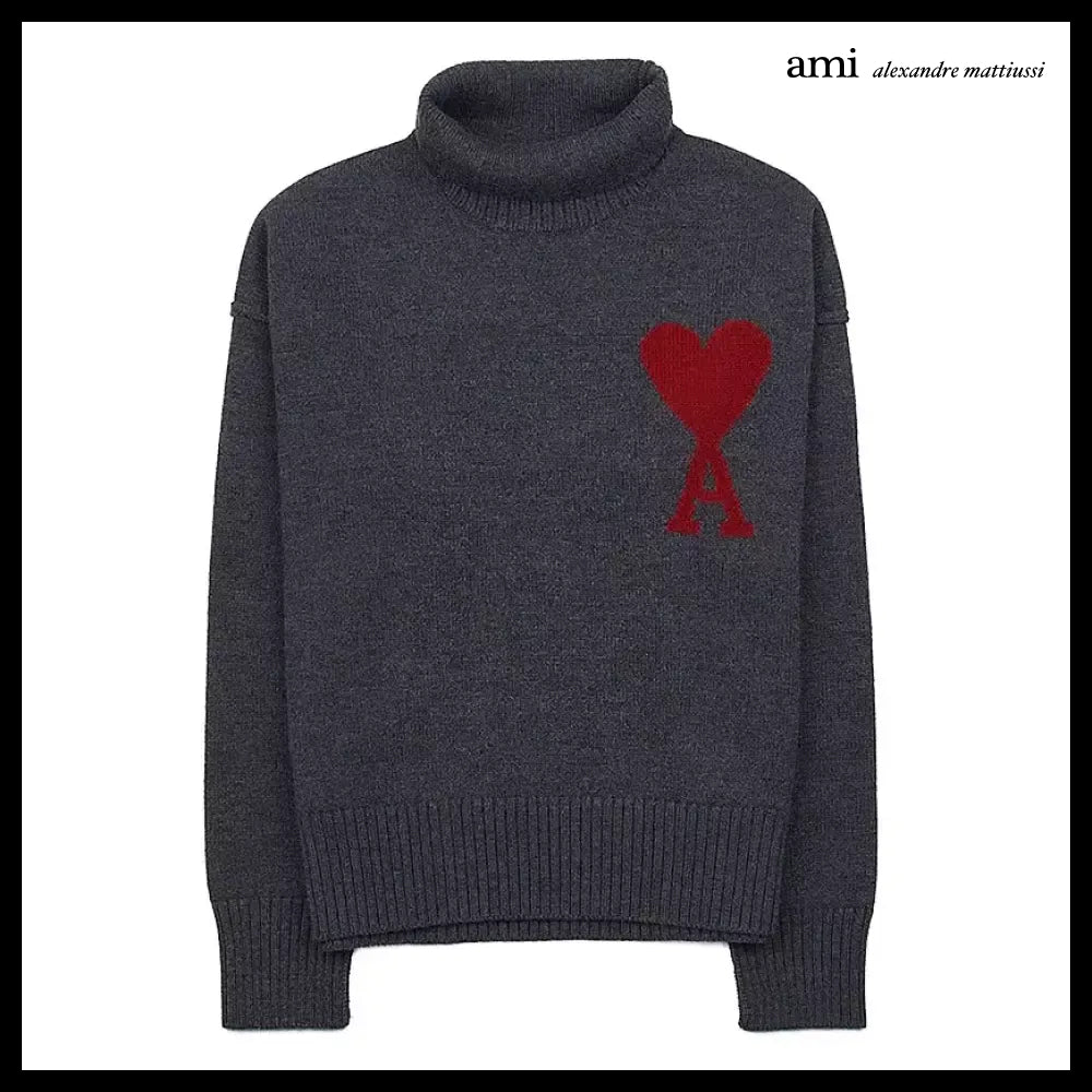 【AMI Paris】Big Heart Logo Turtleneck Knit