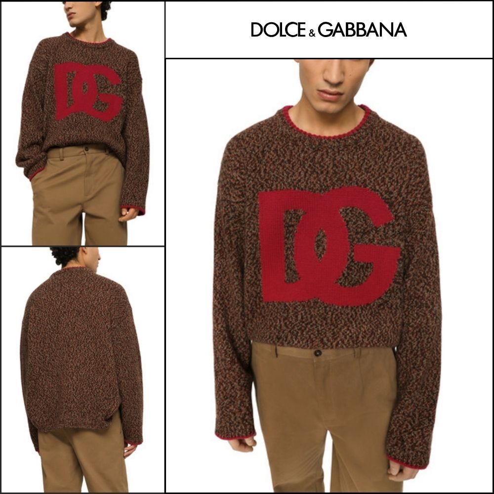 【Dolce&Gabbana】MELANGE WOOL ROUND NECK SWEATER DG INLAY