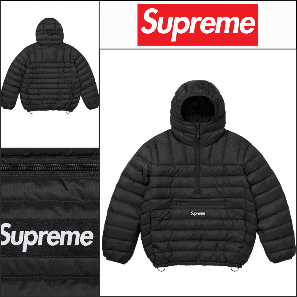 【Supreme】Micro Down Half Zip Hooded Pullover Black 25FW