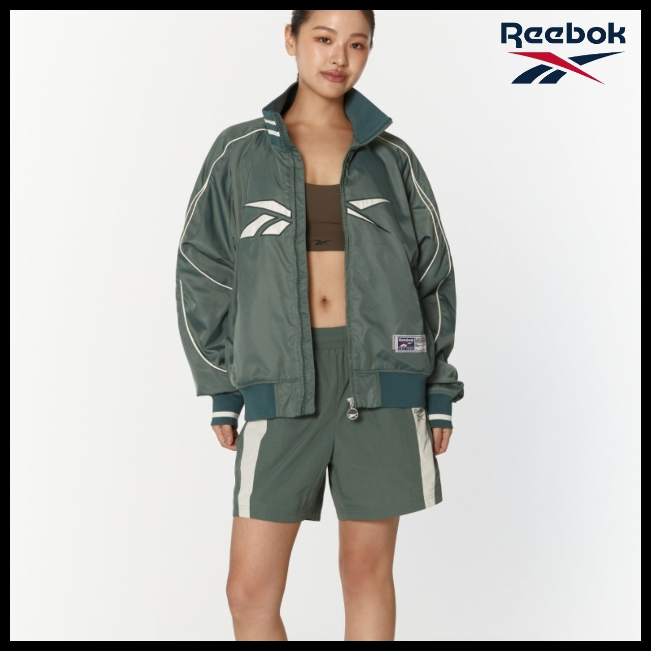 【Reebok】Vector Stadium Varsity Jacket Green