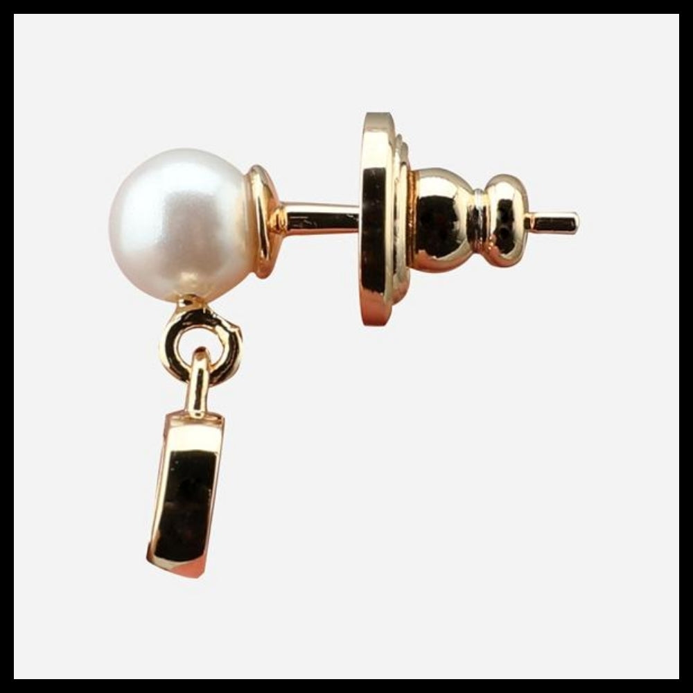 【Valentino】V Logo Signature Metal Pearl Earrings