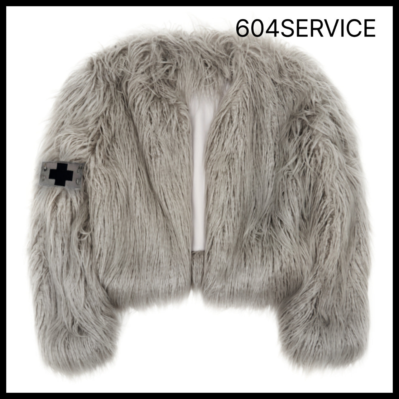 【604service】FUR JACKET WITH ARMY PATCH IN SAGE
