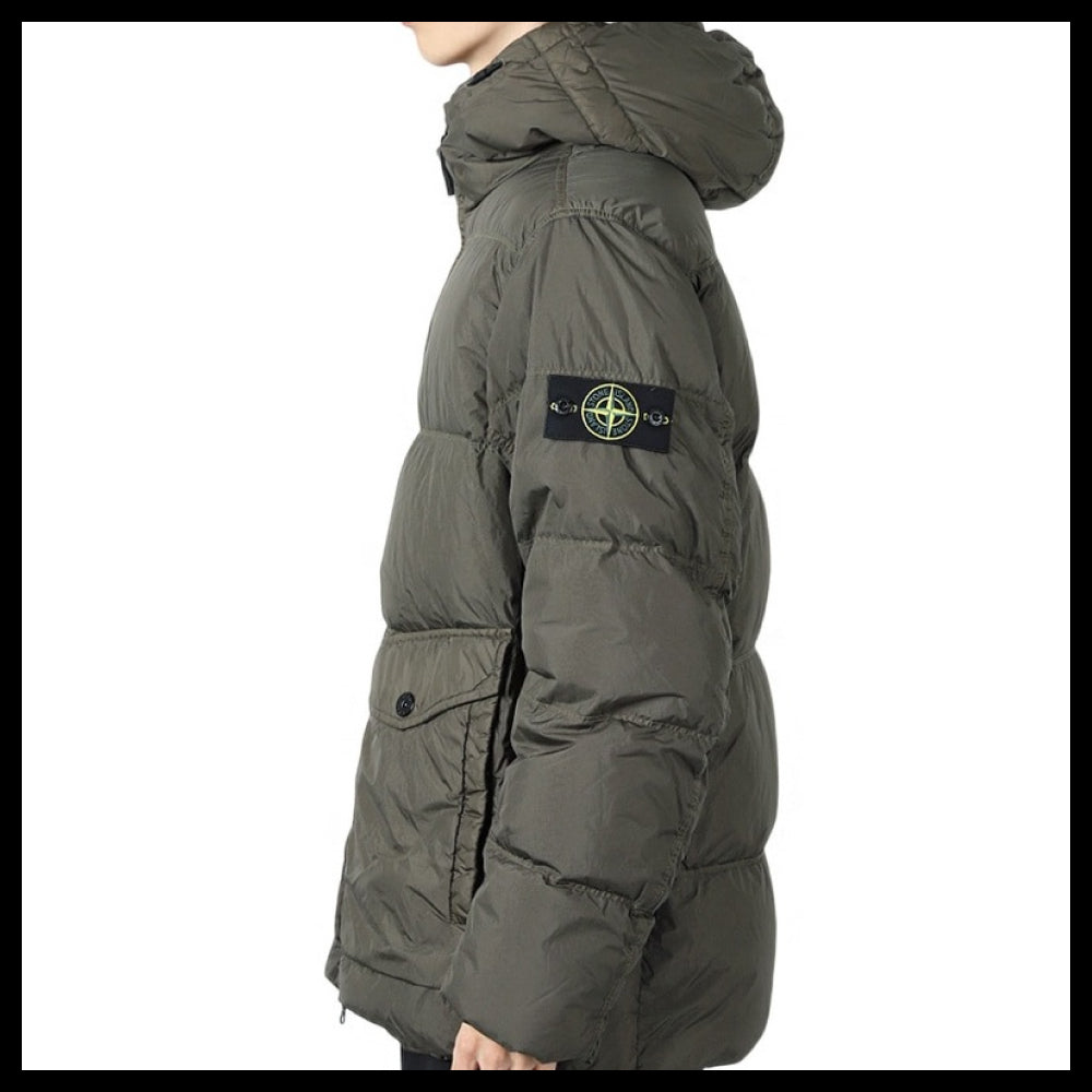 【STONE ISLAND】Wappen Patch Crinkle Reps Hooded Down Jacket