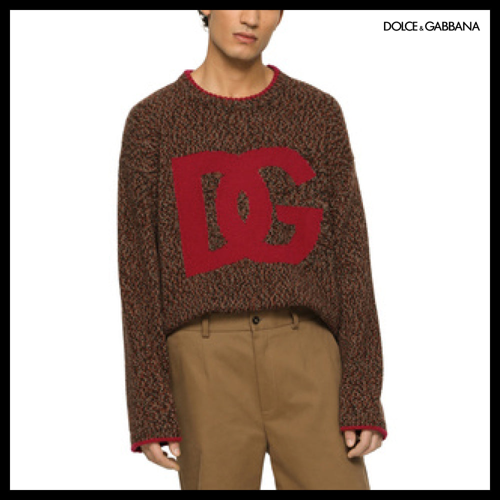 【Dolce&Gabbana】MELANGE WOOL ROUND NECK SWEATER DG INLAY