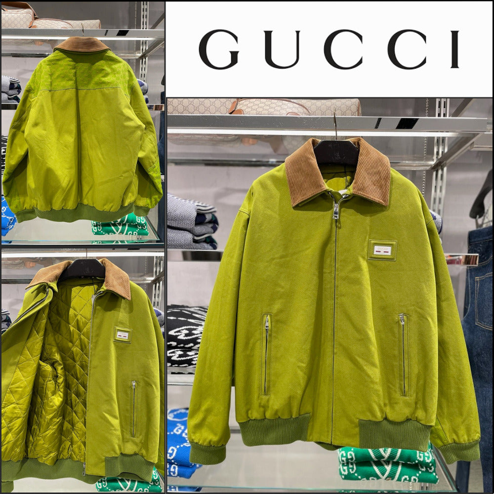 【GUCCI】Logo Cotton Canvas Blouson Jacket Fickle Pickle