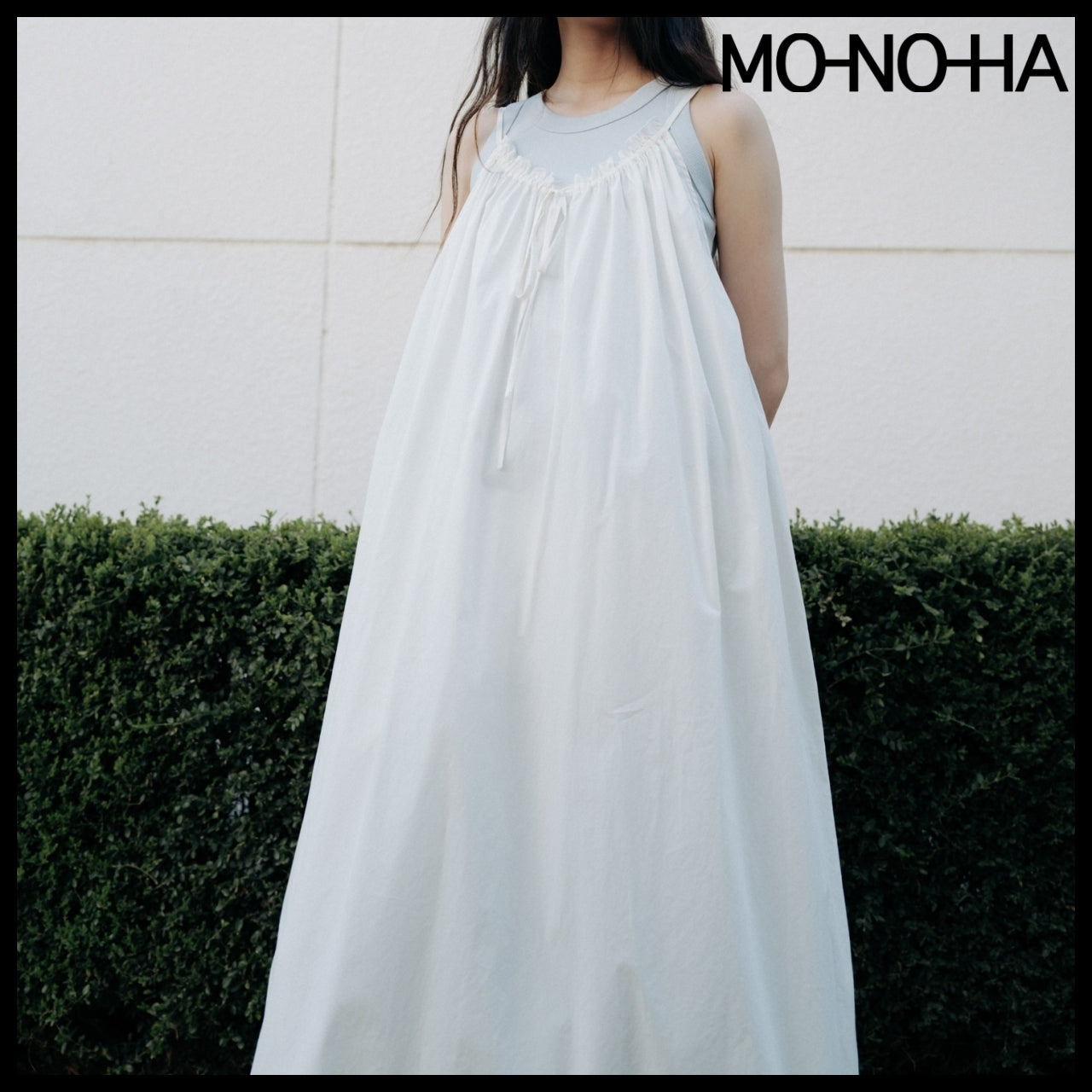 【MONOHA】Gathered Drawstring Sleeveless Dress 2 Colors