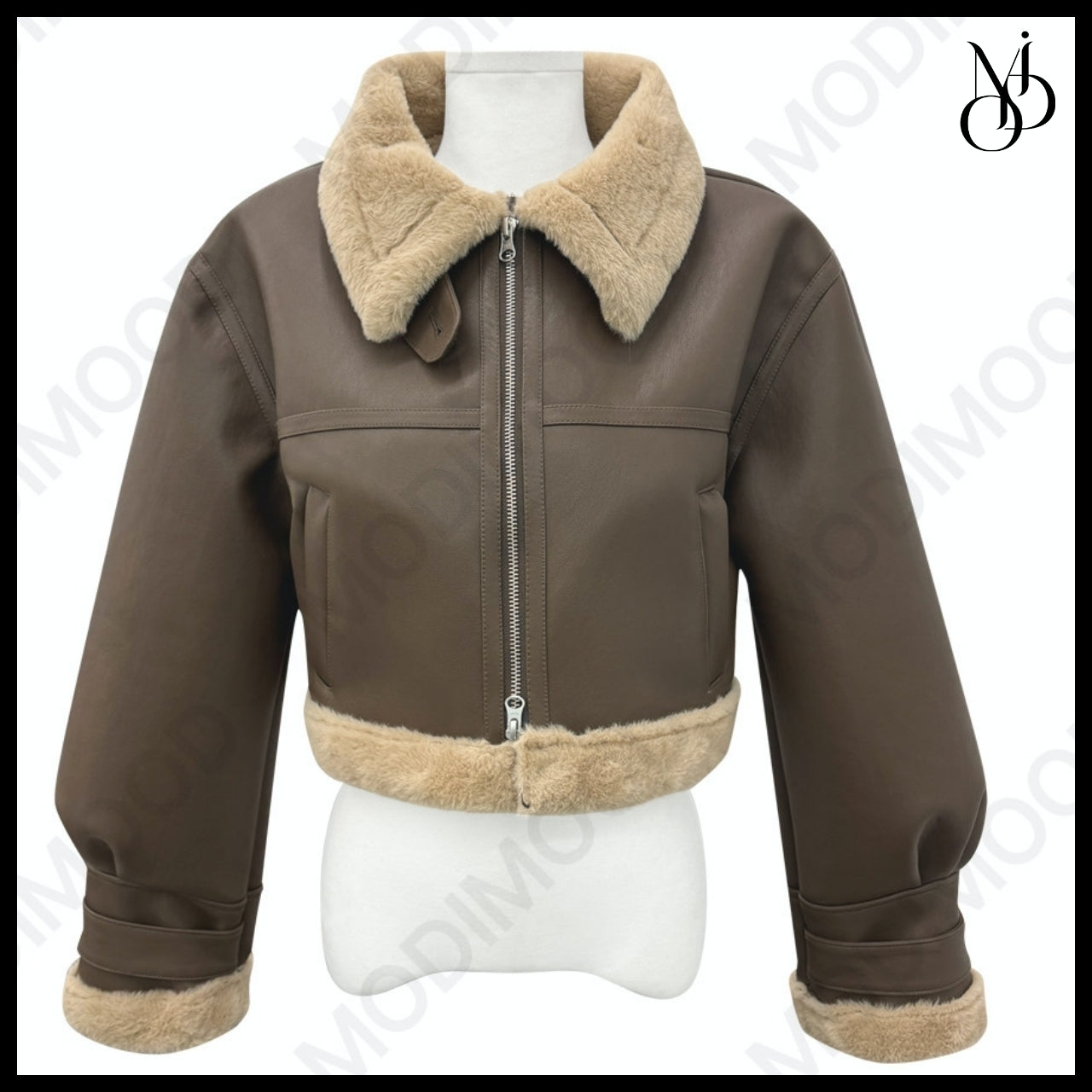 【MODIMOOD】Crop Mink Fur Mustang Brown