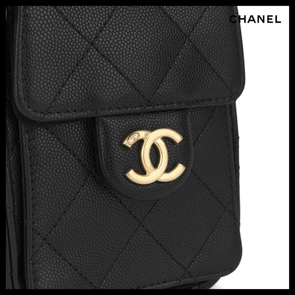 【CHANEL】Mini 25 Bag Grained Calfskin & Gold Black