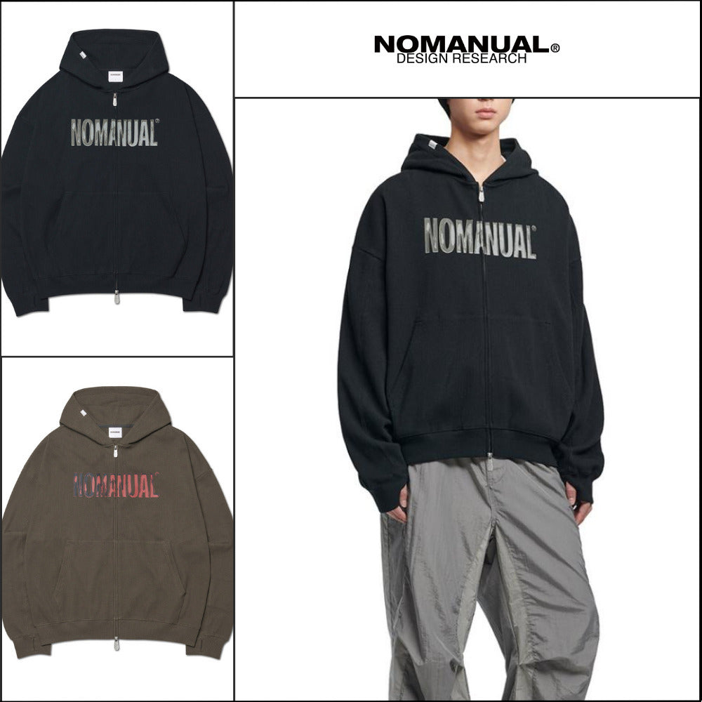 【NOMANUAL】NM WAFFLE HOODED ZIP UP 2 Colors