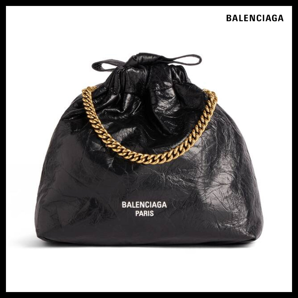 【BALENCIAGA】Crush Tote Bag XS Black Crushed Calfskin