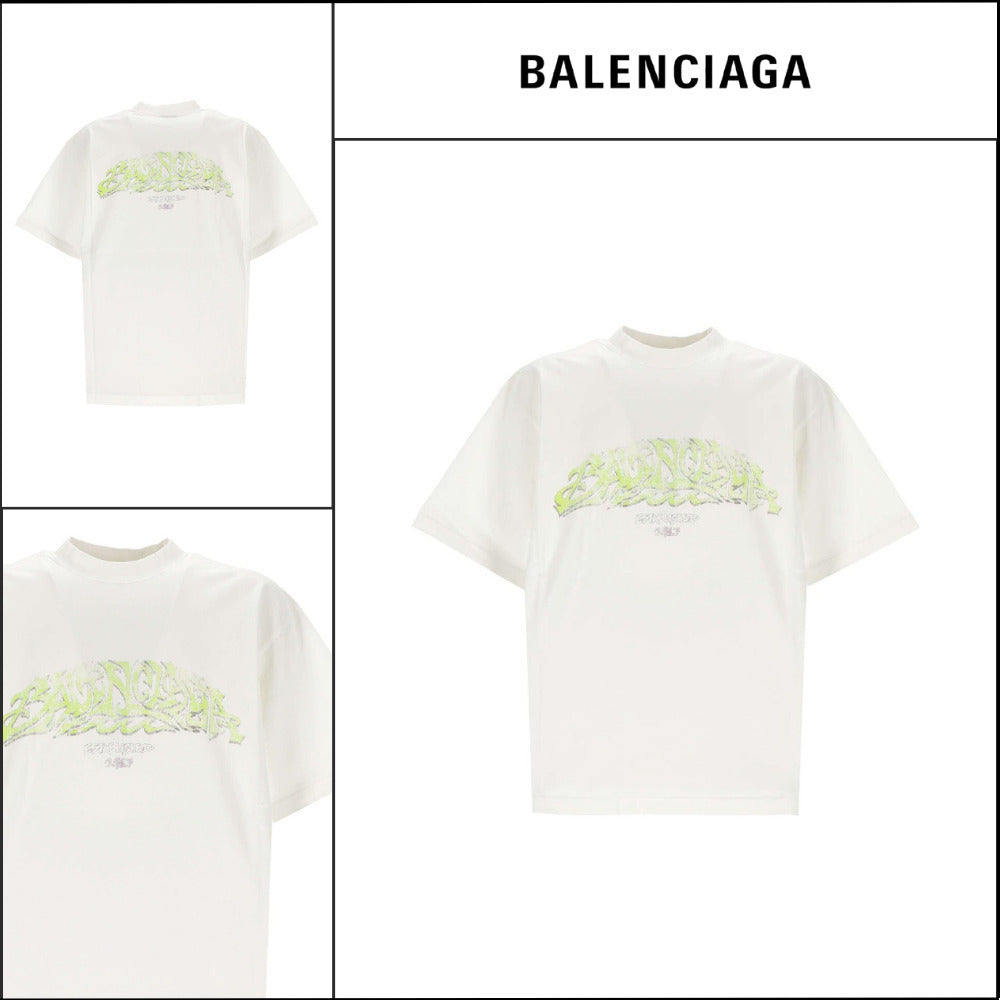 【BALENCIAGA】Medium Fit T-Shirt White Green