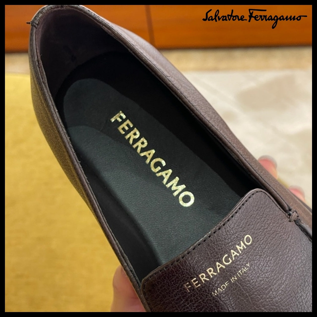【FERRAGAMO】BRIAN LOGO MOCCASIN LOAFERS BROWN