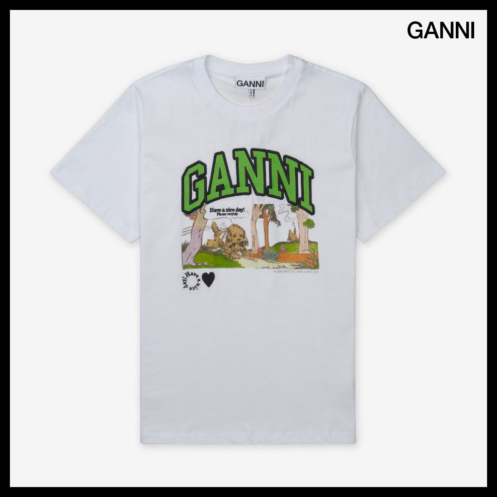 【Ganni】Basic Jersey Poppy C Relax Fit Short Sleeve T-shirt