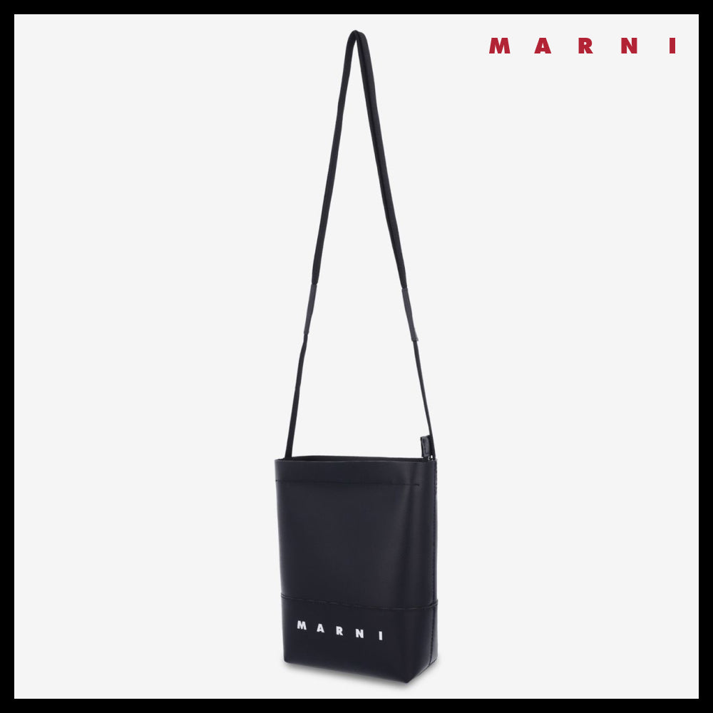 【MARNI】Logo strap crossbody bag black