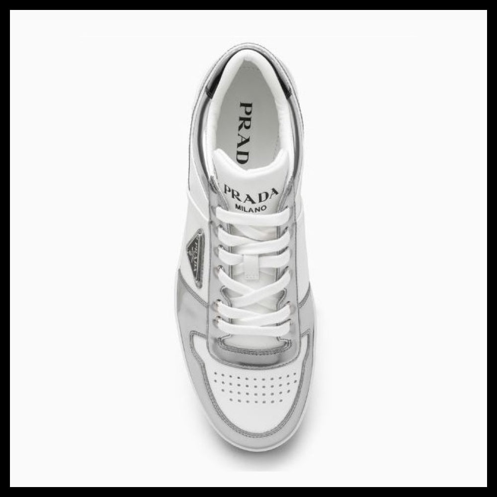 【PRADA】Triangle Logo Sneakers Silver Men's