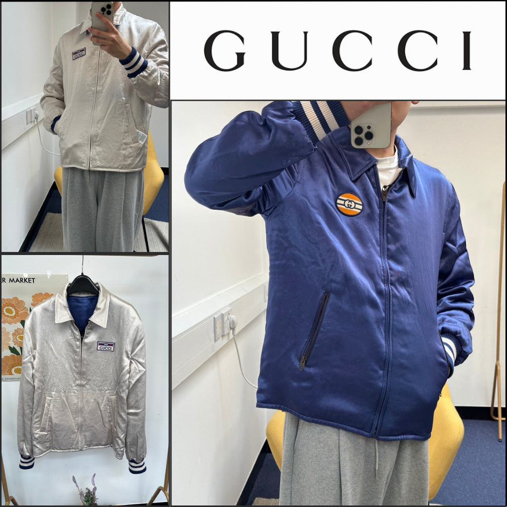 【GUCCI】Logo Patch Reversible Acetate Blouson Jacket