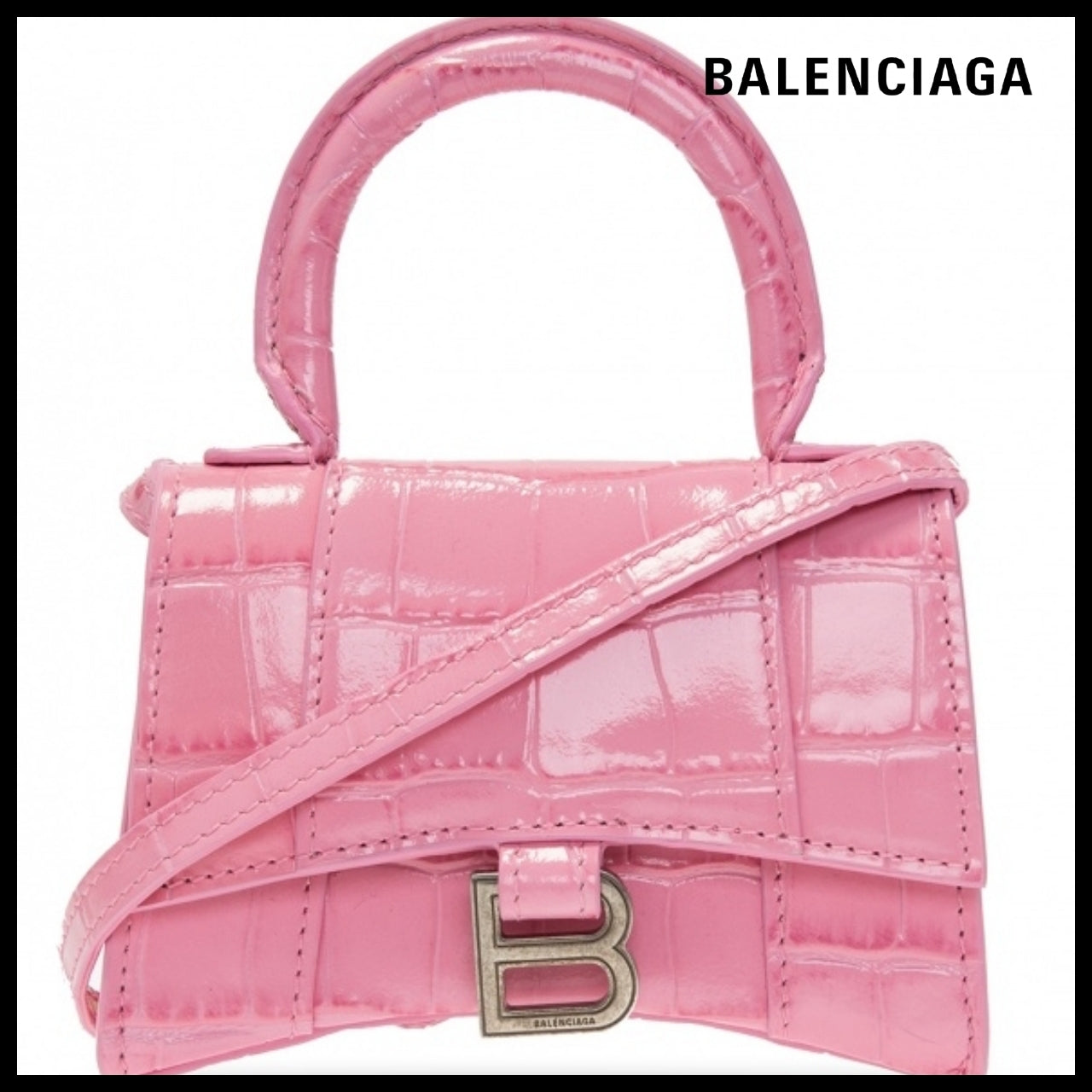 【BALENCIAGA】Hourglass Mini Bag With Strap Pink