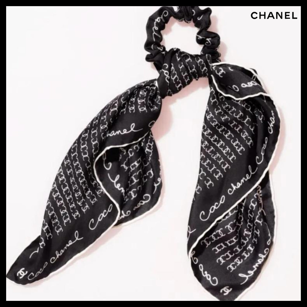 【CHANEL】Lettering CC Logo Twilly Scrunchie Hairband