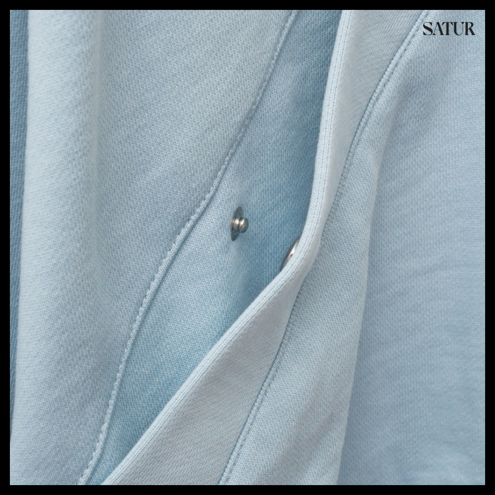 【SATUR】Applique Rivet Hoodie Sky Blue