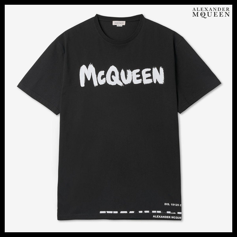 【Alexander Mcqueen】Graffiti Logo Print T-shirt Black