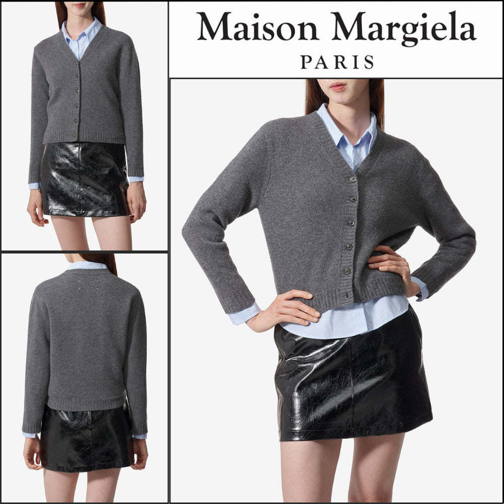 【Maison Margiela】Four Stitches Lambswool Cardigan Charcoal