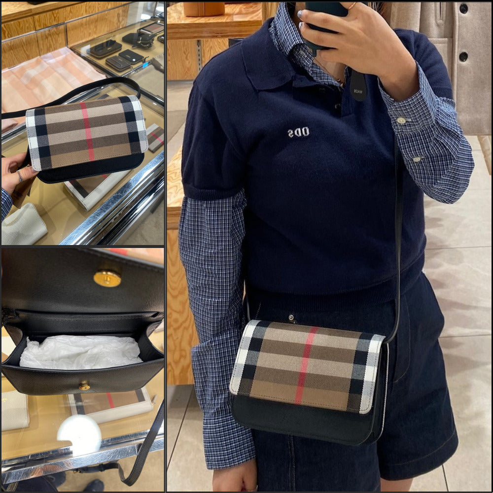 【BURBERRY】MADISON Check Flap Crossbody Bag