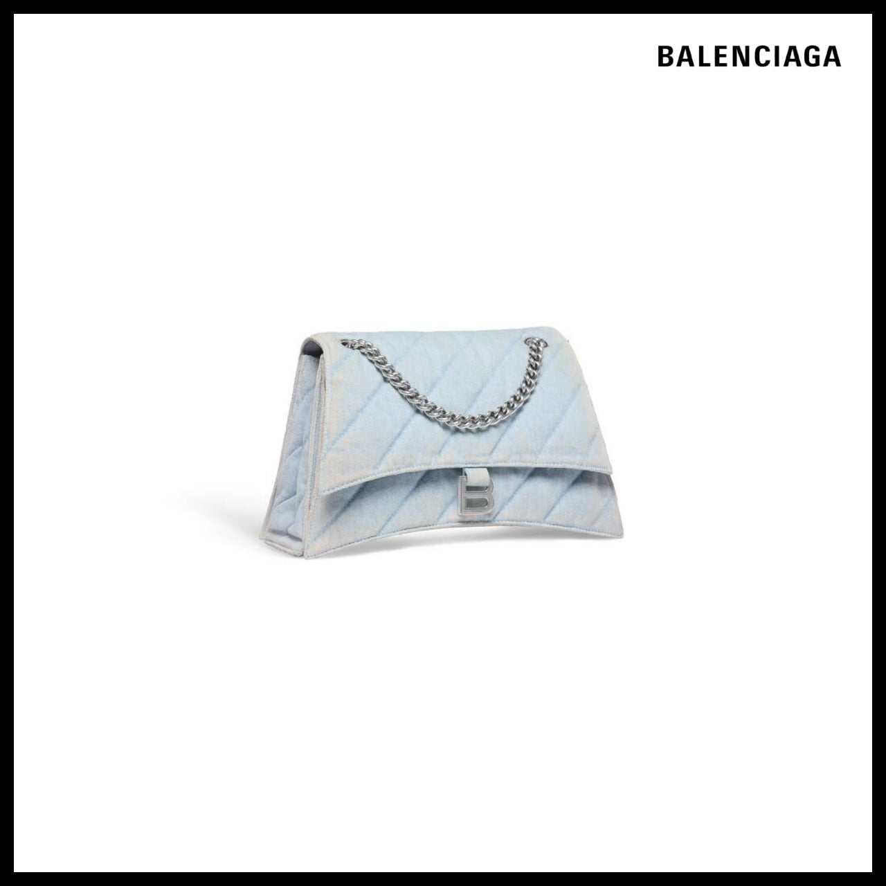 【BALENCIAGA】Crush Medium Chain Bag Quilted Denim