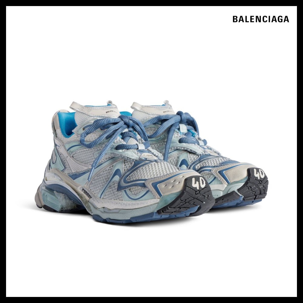【BALENCIAGA】Sneakers Runner 2.0 White Blue Beige