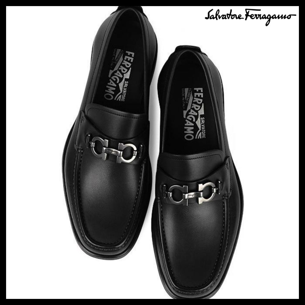 ◆FERRAGAMO◆DAVID DOUBLE GANCINI LOAFERS BLACK
