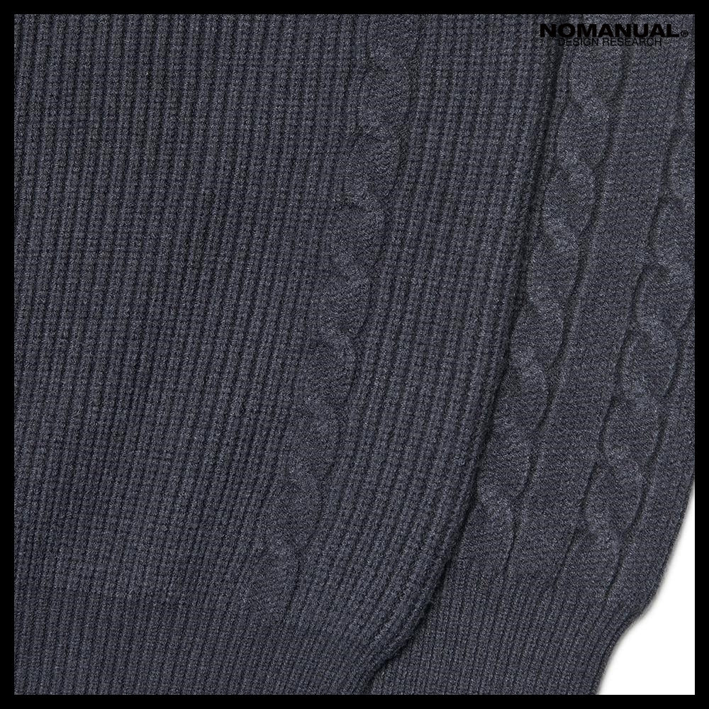 【NOMANUAL】Anomaly Knit Zip-Up Charcoal