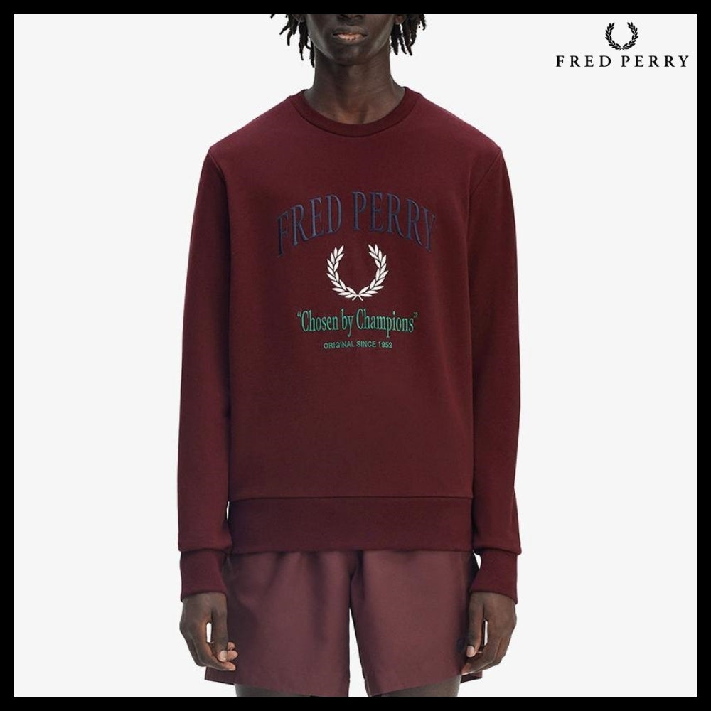 【FREDPERRY】ClubhouseEmbroideredChampionSweatshirt Oxblood