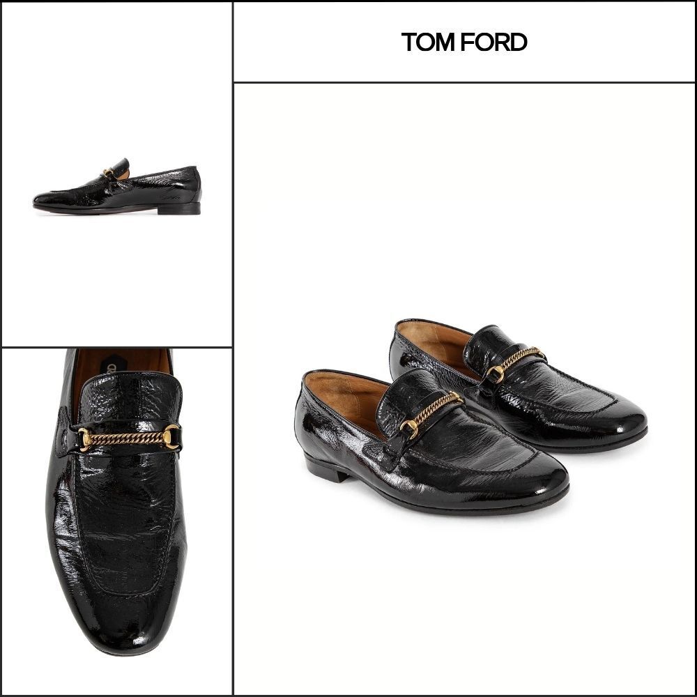 【TOM FORD】Printed Patent Eel Gigi Chain Loafers