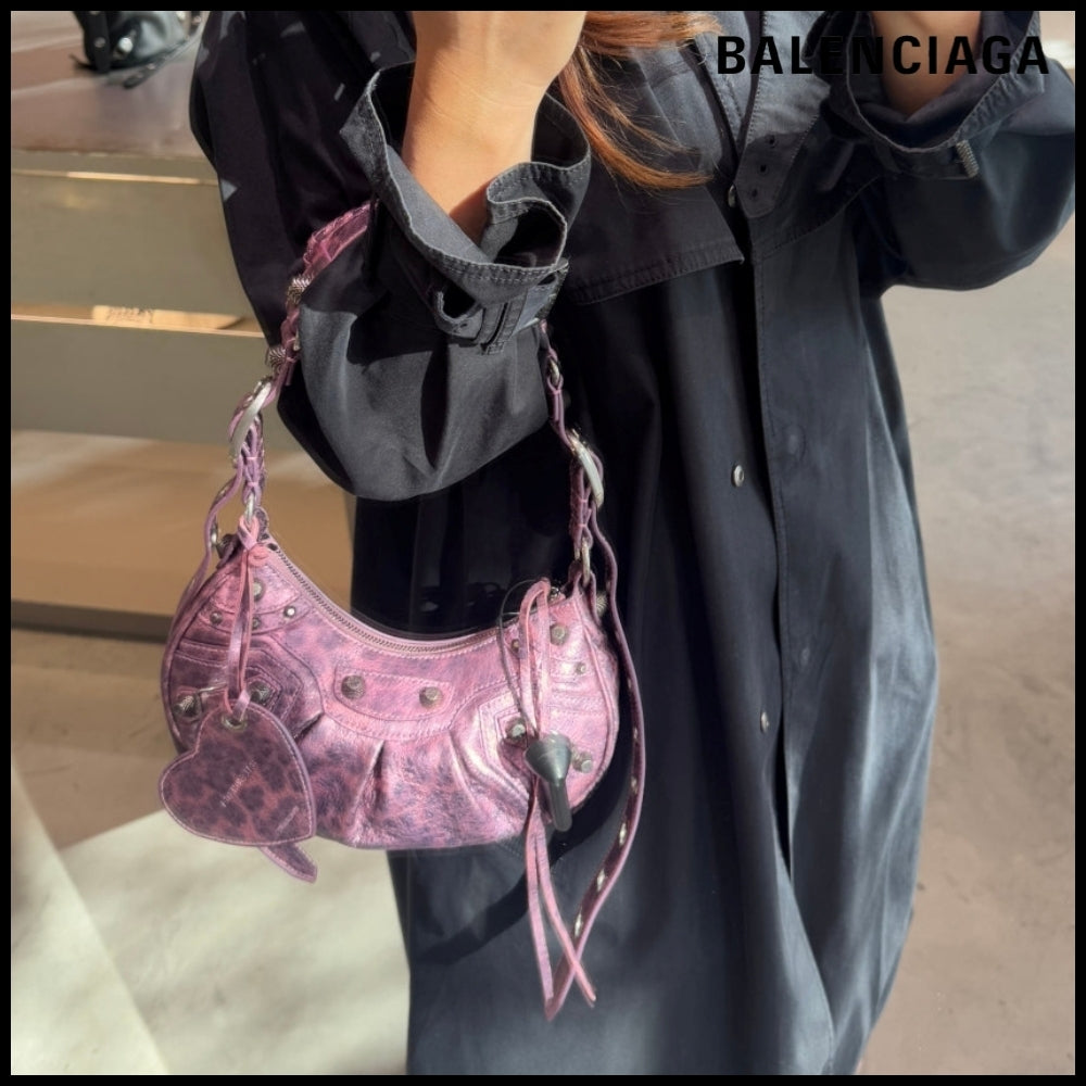 【BALENCIAGA】Le Cagole XS Shoulder Bag Pink Leopard