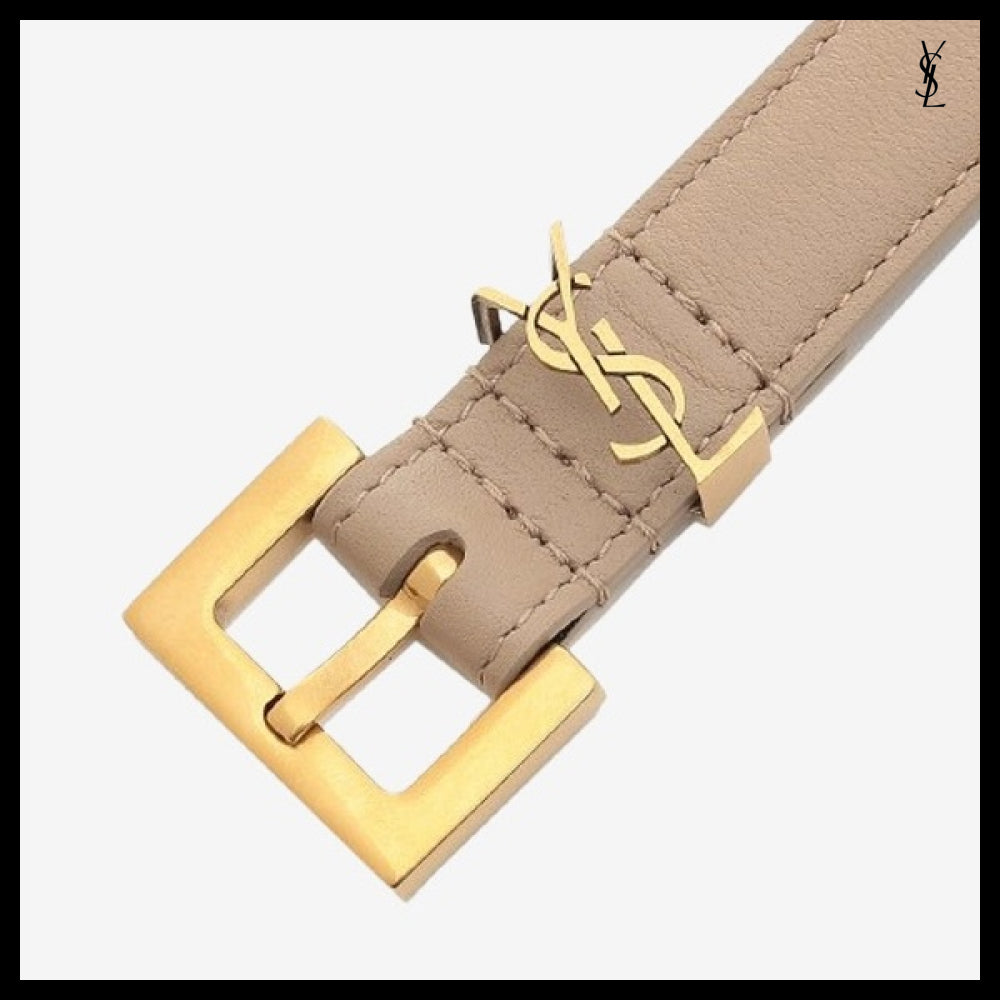 【Saint Laurent】Monogram Belt Beige Women